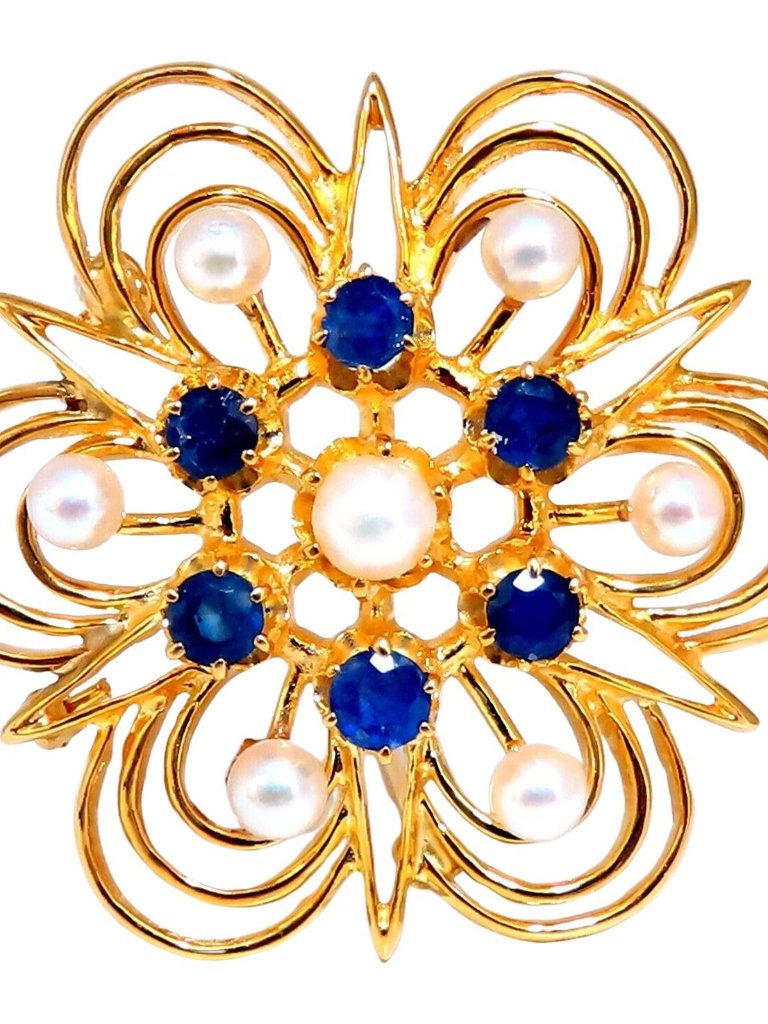 Cosmopolitan 14kt Gold Sapphire Pearl Pin 14kt